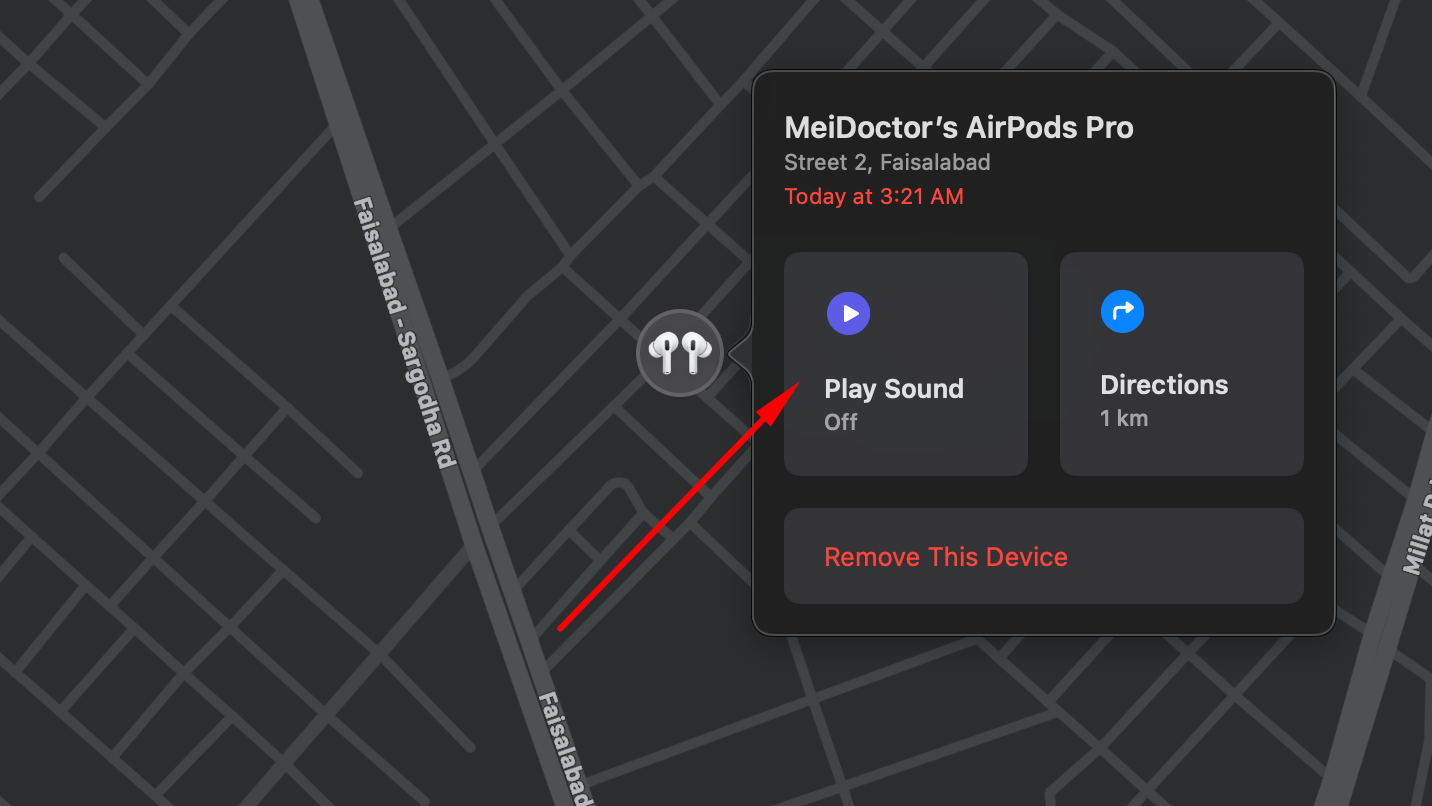 play sound on airpods to find them