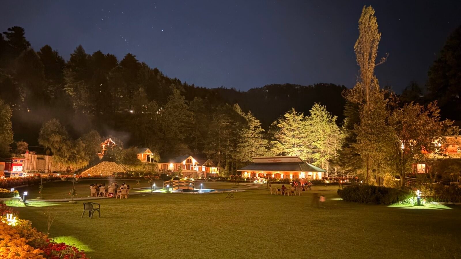 shogran pine park hotel view at october night